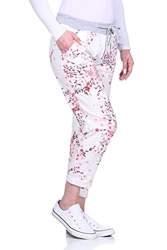 Sockenhimmel Damen Jogginghosen Sweatpants mit Kirschblüten Motiv Sommerhosen Damen Sporthosen Blumen Freizeithosen Yogahosen (38-40, Kirschblüte) von Sockenhimmel