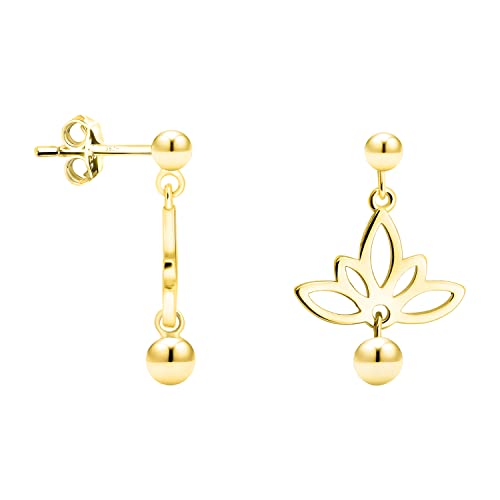 SOFIA MILANI - Damen Ohrringe 925 Silber - vergoldet/golden - Lotus Kugel Blumen Ohrstecker - E1786 von Sofia Milani