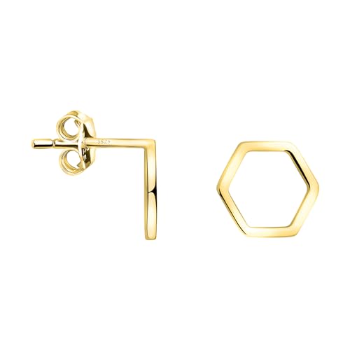 SOFIA MILANI - Damen Ohrringe 925 Silber - vergoldet/golden - Sechseck Hexagon Ohrstecker - E2387 von Sofia Milani