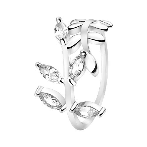 Sofia Milani - Damen Ring 925 Silber - mit Zirkonia Steinen - Blatt Ring - 10097-56 (17.8) von Sofia Milani