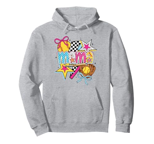 Bunter Softball Mama Star Handschuh Fledermaus Ball Schleife Grafik Mama Pullover Hoodie Bunter Softball Mama Star Handschuh Fledermaus Ball Schleife Grafik Mama Pullover Hoodie von Softball Star Mama Dugout Cheer Game Day Apparel