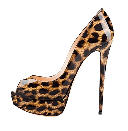 Soireelady Damen Pumps Stilettos High Heels Plateau Abend Schuhe Sexy Leopard EU42 von Soireelady