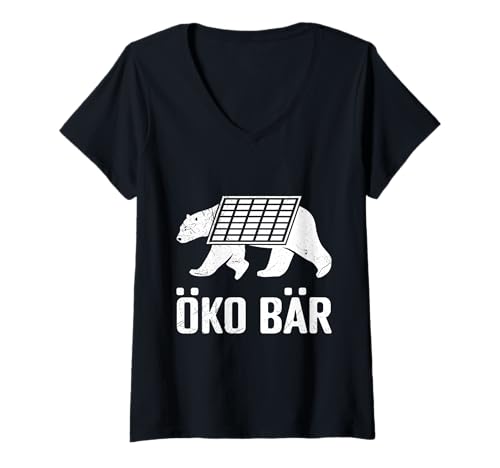 Damen PV Anlage ÖKO BÄR Grüne Energie Lustiges Klimaschutz T-Shirt mit V-Ausschnitt Damen PV Anlage ÖKO BÄR Grüne Energie Lustiges Klimaschutz T-Shirt mit V-Ausschnitt von Solar Shirt PV Anlage Solarenergie Ökostromhelden