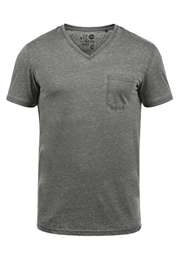 Solid Theon Herren T-Shirt Kurzarm Shirt Mit V-Ausschnitt, Größe:M, Farbe:Mid Grey (2842) von Solid