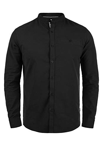 Solid Allion Herren Hemd Langarmhemd Freizeithemd mit Stehkragen Slim Fit, Größe:L, Farbe:Black (9000) von Solid