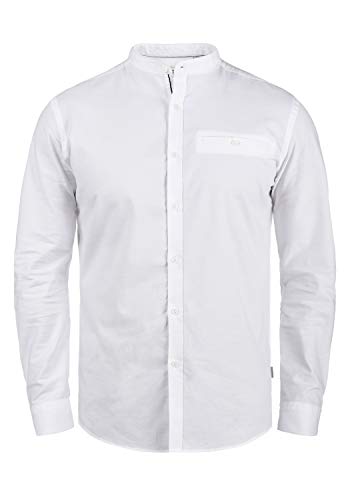 Solid Allion Herren Hemd Langarmhemd Freizeithemd mit Stehkragen Slim Fit, Größe:L, Farbe:White (0001) von Solid