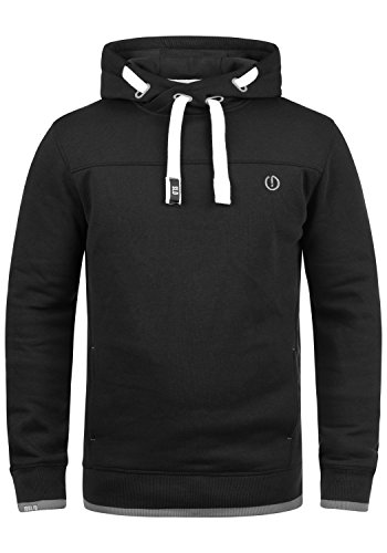 Solid Benjamin Hood Herren Kapuzenpullover Hoodie Pullover Mit Kapuze Cross-Over-Kragen Und Fleece-Innenseite, Größe:L, Farbe:Black (9000) von Solid