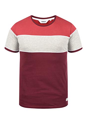 Solid Cody Herren T-Shirt Kurzarm Shirt mit Streifen und Rundhalsausschnitt aus 100% Baumwolle, Größe:M, Farbe:Wine Red (0985) von Solid