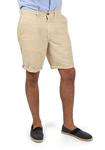 Solid SDLoras Herren Leinenshorts Kurze Leinenhose Bermuda mit Gürtelschlaufen Regular fit, Größe:L, Farbe:Bleached Sand (790180) von Solid