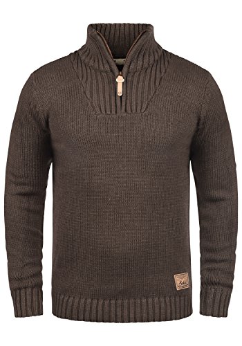 Solid Petro Herren Winter Pullover Strickpullover Troyer Grobstrick mit Stehkragen und Reißverschluss, Größe:XL, Farbe:Coffee Bean Melange (8973) von Solid