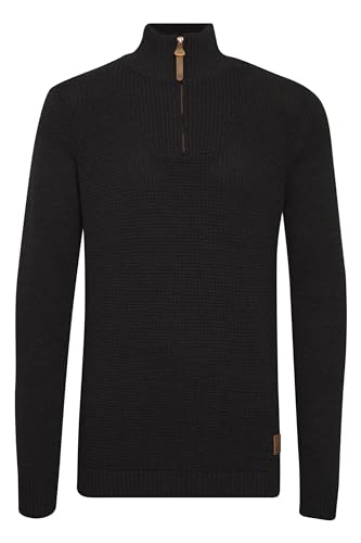 Solid Tommy Herren Strickpullover Troyer Feinstrick Pullover Mit Stehkragen und Reißverschluss, Größe:L, Farbe:Black (9000) von Solid