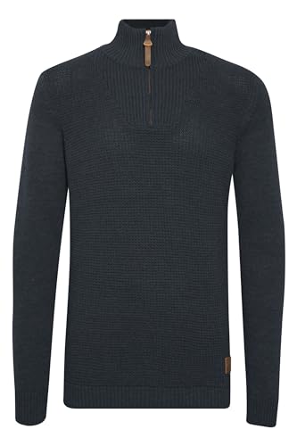 Solid Tommy Herren Strickpullover Troyer Feinstrick Pullover Mit Stehkragen und Reißverschluss, Größe:L, Farbe:Insignia Blue Melange (8991) von Solid