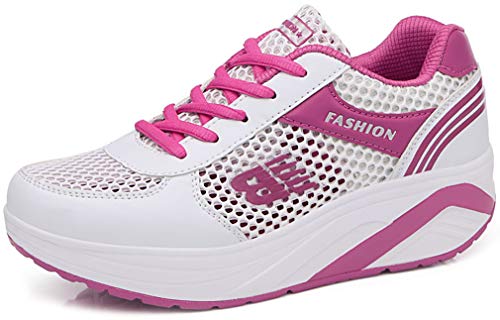 Solshine Damen Netz Sneakers Plateauschuhe Sportschuhe A233 Pink 35EU von Solshine