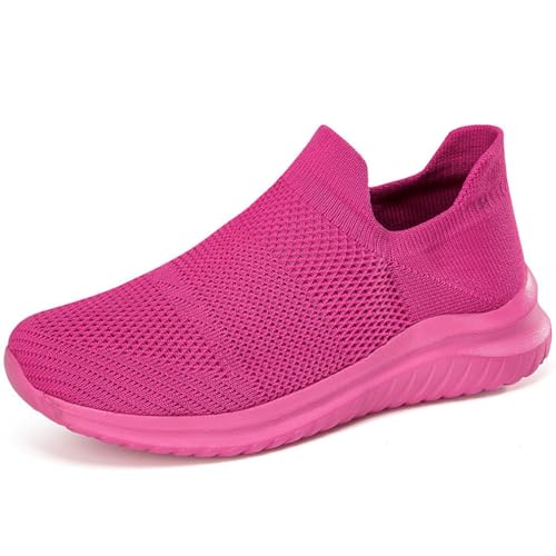 Solshine Damen Sportschuhe Mesh Laufschuhe Slip on Sneakers D307 Pink 37EU von Solshine