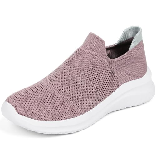 Solshine Damen Sportschuhe Mesh Laufschuhe Slip on Sneakers D307 Rosa 41EU von Solshine