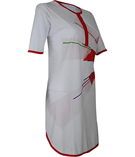 Soltice Damen Kurze Nachthemd, Schlafrock, Schlafanzug, Pyjama, Nachtwäsche, Nachtkleid, Schlafshirt aus 100% Baumwolle (M bis 3XL) (3XL, [M6] Weiss-Rot) von Soltice