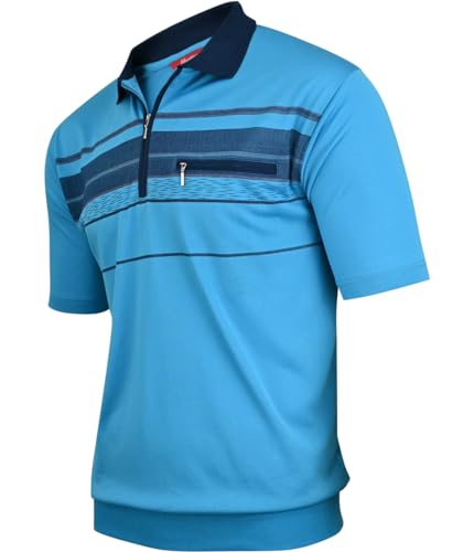 Soltice Herren Kurzarm Poloshirts, Gestreifte Blousonshirts mit Brusttasche, Polohemd mit Kragen aus Baumwoll-Mix (M bis 3XL) (DE/NL/SE/PL, Alphanumerisch, XL, Regular, Regular, [Z1] Ozean) von Soltice