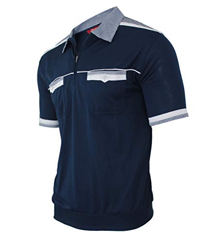 Soltice Herren Kurzarm Poloshirts, Karierte Kragen Hemd, Gestreifte Polo Shirts, Blousonshirts aus Baumwoll-Mix (M bis 3XL) (M, [D1] Navy) von Soltice