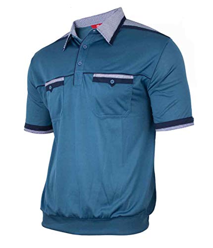 Soltice Herren Kurzarm Poloshirts, Karierte Kragen Hemd, Gestreifte Polo Shirts, Blousonshirts aus Baumwoll-Mix (M bis 3XL) (M, [D1] Türkis) von Soltice