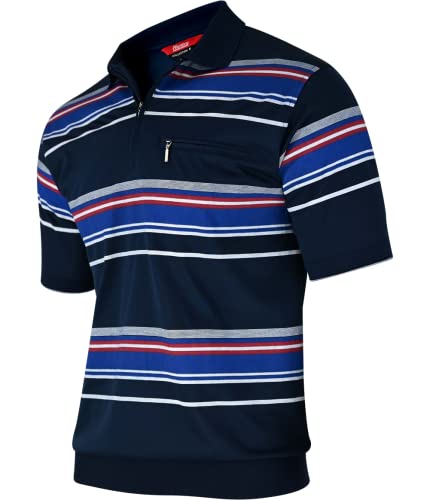 Soltice Herren Kurzarm Poloshirts, Karierte Kragen Hemd, Gestreifte Polo Shirts, Blousonshirts aus Baumwoll-Mix (M bis 3XL) (M, [D2] Navy) von Soltice