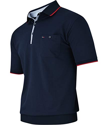 Soltice Herren Kurzarm Poloshirts, Karierte Kragen Hemd, Gestreifte Polo Shirts, Blousonshirts aus Baumwoll-Mix (M bis 3XL) (M, [D5] Navy) von Soltice