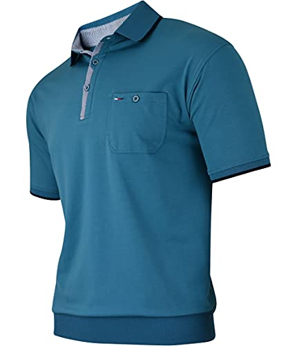 Soltice Herren Kurzarm Poloshirts, Karierte Kragen Hemd, Gestreifte Polo Shirts, Blousonshirts aus Baumwoll-Mix (M bis 3XL) (M, [D5] Türkis) von Soltice