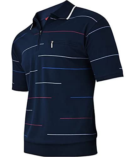 Soltice Herren Kurzarm Poloshirts, Karierte Kragen Hemd, Gestreifte Polo Shirts, Blousonshirts aus Baumwoll-Mix (M bis 3XL) (XL, [D4] Navy) von Soltice