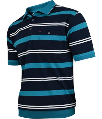 Soltice Herren Kurzarm Poloshirts, Polohemd, Gestreifte Blousonshirts mit Brusttasche Baumwoll-Mix (M bis 3XL) M, [M1] Türkis von Soltice