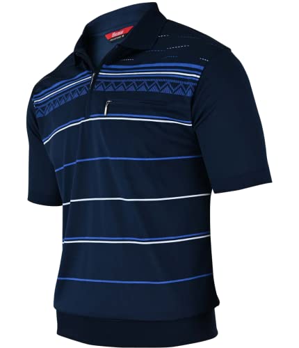 Soltice Herren Kurzarm Poloshirts Gestreifte Blousonshirts Baumwoll-Mix, Größe M bis 3XL (2XL, [M7] Navy) von Soltice