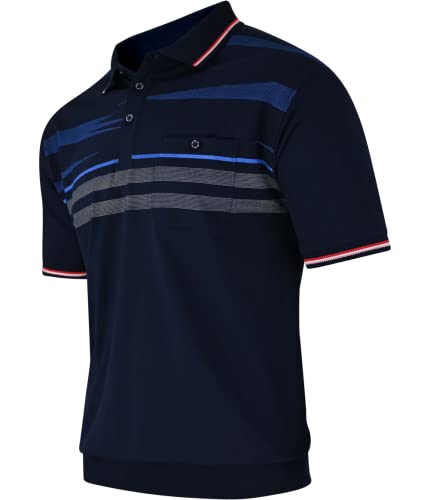 Soltice Herren Kurzarm Poloshirts Gestreifte Blousonshirts Baumwoll-Mix, Größe M bis 3XL (L, [M6] Navy) von Soltice