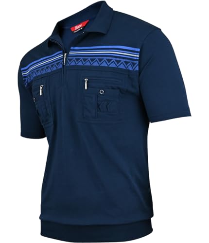 Soltice Herren Kurzarm Poloshirts mit Brusttasche, Gestreifte Blousonshirts mit Kragen aus Baumwoll-Mix (M bis 3XL) XL, [M1] Navy von Soltice