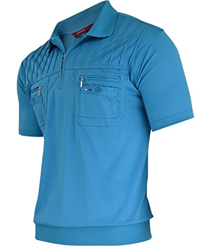 Soltice Herren Kurzarm Poloshirts mit Kragen, Gestreifte Blousonshirts, Polohemd mit Brusttasche aus Baumwoll-Mix (M bis 3XL) (DE/NL/SE/PL, Alphanumerisch, M, Regular, Regular, [M1] Ozean) von Soltice