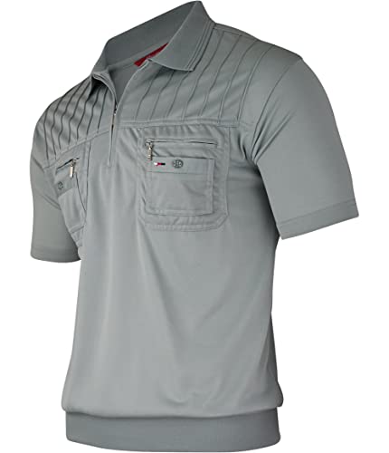 Soltice Herren Kurzarm Poloshirts mit Kragen, Gestreifte Blousonshirts, Polohemd mit Brusttasche aus Baumwoll-Mix (M bis 3XL) (DE/NL/SE/PL, Alphanumerisch, M, Regular, Regular, [M1] Slategray) von Soltice