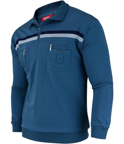 Soltice Herren Langarm Kariert Kragen Poloshirt, Polohemd, Blousonshirt aus Baumwoll-Mix (M bis 3XL) (2XL, Türkis) von Soltice