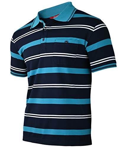 Soltice Herren Polo Shirts Kurzarm, Gestreifte Polohemden mit Brusttasche, Blousonshirts, T-Shirt aus Baumwolle-Mix (M bis 3XL) (M, [A1] Türkis 100) von Soltice