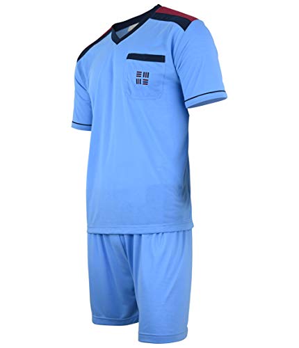 Soltice Herren Zweiteiliger Schlafanzug, Kurze Pyjama im Set, Gestreifte Nachtwäsche aus 100% Baumwolle (M bis 5XL) (L, [M2] SkyBlue) von Soltice