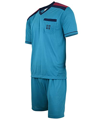 Soltice Herren Zweiteiliger Schlafanzug, Kurze Pyjama im Set, Gestreifte Nachtwäsche aus 100% Baumwolle (M bis 5XL) (L, [M2] Türkis) von Soltice