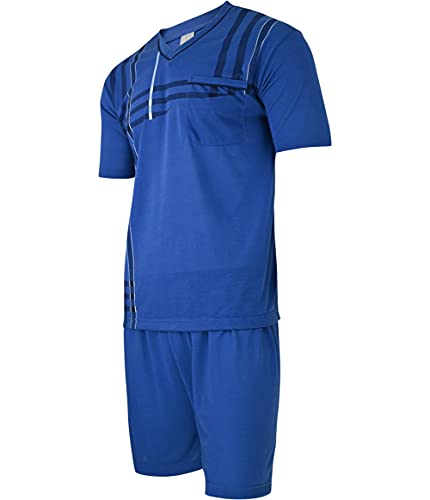 Soltice Herren Zweiteiliger Schlafanzug, Kurze Pyjama im Set mit Brusttasche, Gestreifte Nachtwäsche aus 100% Baumwolle (M bis 5XL) (2XL, [M7] Dunkelblau) von Soltice