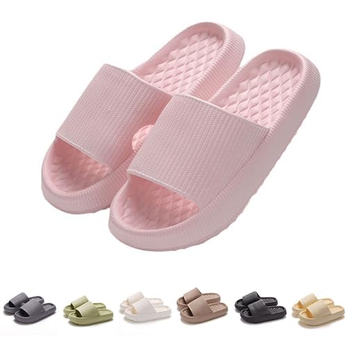 Solutra Badeschlappen Damen Herren Sommer, Rutschfeste Badelatschen Damen Cozy Slides, Wolkenschuhe Damen Weich Dicke Badeschuhe, Schlappen Hausschuhe für Innen und AußEn(38/39 EU,Rosa B) von Solutra