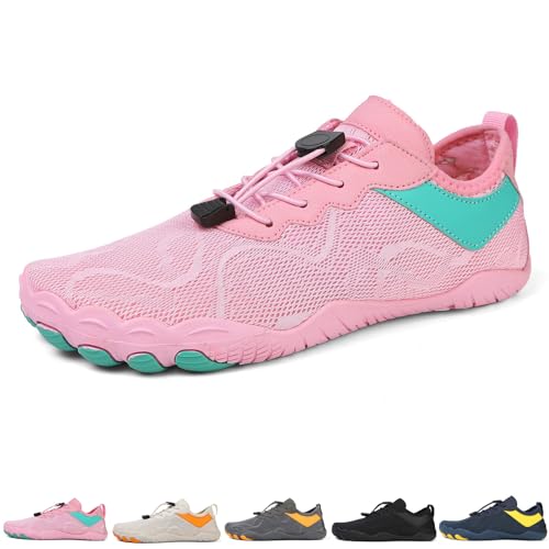 Solutra Barfußschuhe Herren Badeschuhe Damen, Atmungsaktiv Schnell Trocknend Wasserschuhe Damen Aquaschuhe, Unisex rutschfest Schwimmschuhe Damen Strandschuhe (42 EU,Rosa) von Solutra