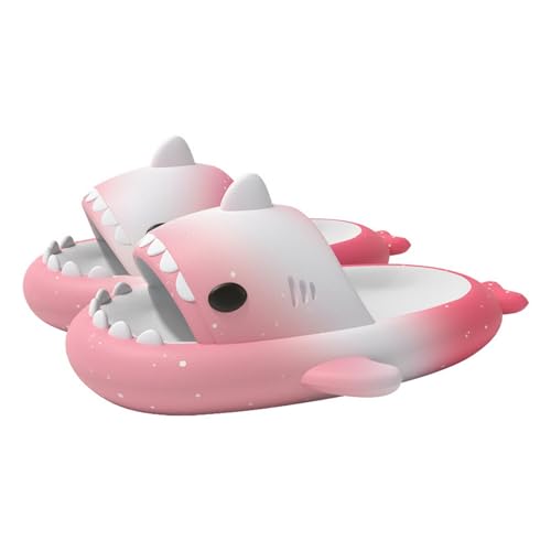 Solutra Hai Hausschuhe Damen Herren, Rutschfeste Cloud Shark Slides Badelatschen, Sommer Shark Slippers für Zuhause Schwimmbad Strand (Rosa-Weiß,38/39 EU) von Solutra