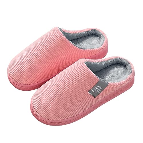 Solutra Hausschuhe Damen Plüsch hausschlappen, Warme Pantoffeln Damen Herren Slippers, Unisex Weiche hauslatschen für Herbst und Winter (40/41EU,Rosa) von Solutra