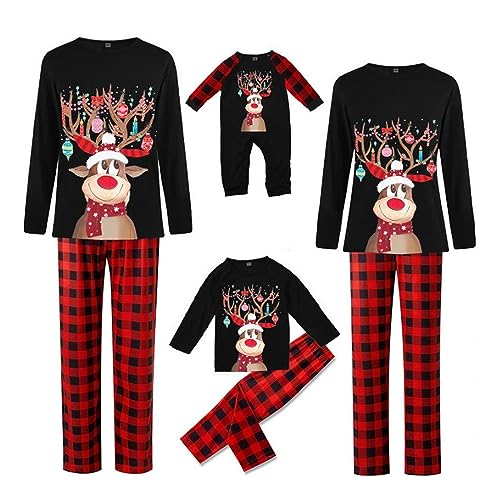 Solutra Weihnachts Pyjama Familie Set, Weihnachtspyjama Familie Set Weihnachts Schlafanzug, Weihnachten Nachtwäsche Partner für Damen Herren Kinder (Damen,M) von Solutra