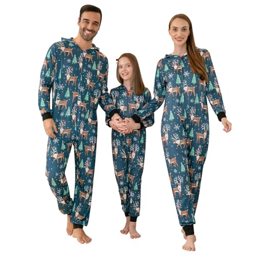 Solutra Weihnachtspyjama Familie Set Einteiliger Pyjama,Weihnachts Pyjama Familie Set Weihnachts Schlafanzug, Weihnachten Nachtwäsche Partner für Damen Herren Kinder(Damen,S) von Solutra