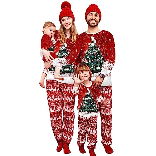 Solutra Weihnachtspyjama Familie Set Rentier,Weihnachts Pyjama Familie Set Weihnachts Schlafanzug, Weihnachten Nachtwäsche Partner für Damen Herren Kinder(Herren,L) von Solutra