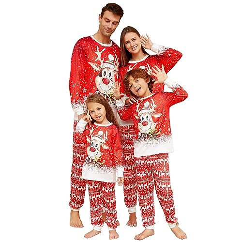 Solutra Weihnachtspyjama Familie Set Rentier,Weihnachts Pyjama Familie Set Weihnachts Schlafanzug, Weihnachten Nachtwäsche Partner für Damen Herren Kinder(Herren,XL) von Solutra