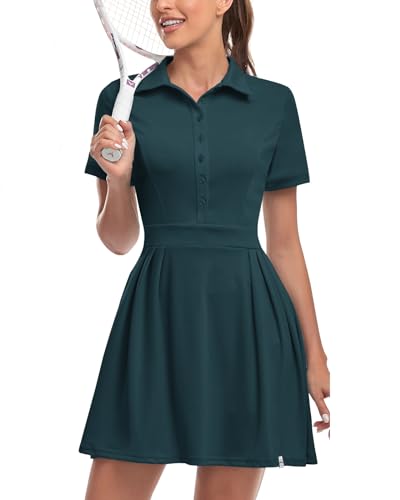 Soneven Damen Tenniskleid mit Hose Tennis Kleidung Set Ärmellos A-Linien Sportkleider Sommerkleid Golfkleid Für Sport Tennis Golf Baseball,Grün,L von Soneven