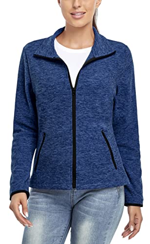 Soneven Fleecejacke Damen, Damen Fleece Jacke mit Durchgehendem Reißverschluss Langärmlig Leicht Sweatjacke Warm Winter für Wandern Outdoor Running Ski,Blau M von Soneven