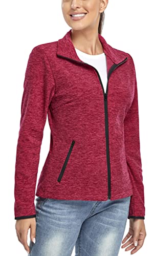 Soneven Fleecejacke Damen, Damen Fleece Jacke mit Durchgehendem Reißverschluss Langärmlig Leicht Sweatjacke Warm Winter für Wandern Outdoor Running Ski,Rosa XXL von Soneven