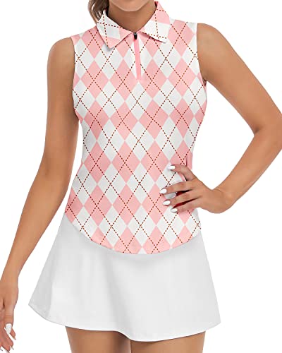 Soneven Golf Poloshirt Damen Ärmellos Leichte Golf Polo Top mit Polokragen Sport Shirts für Damen Atmungsaktiv Tennis Shirt Polohemd Sommershirts Rosa L Soneven Golf Poloshirt Damen Ärmellos Leichte Golf Polo Top mit Polokragen Sport Shirts für Damen Atmungsaktiv Tennis Shirt Polohemd Sommershirts Rosa L von Soneven